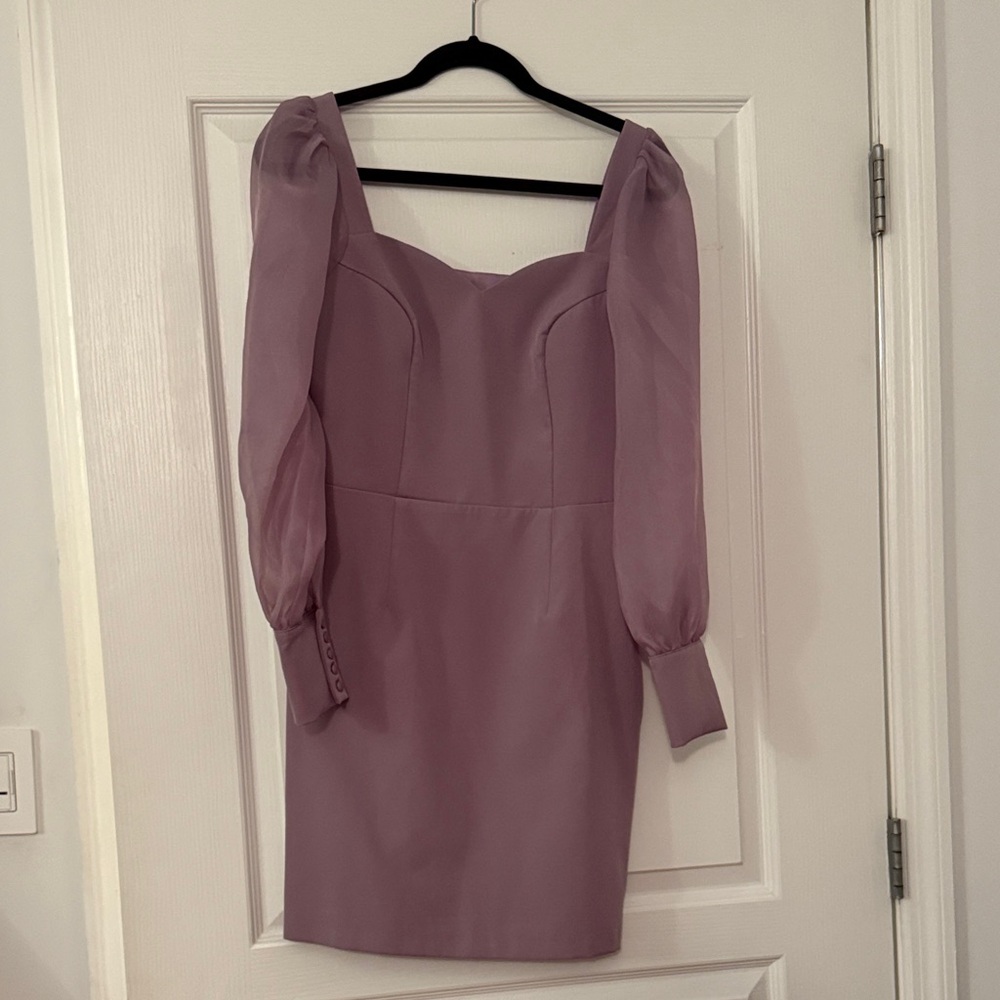 Chic Long Sleeve Mauve Dress